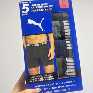 New Puma Men's Black Boxer Briefs 5-Pack